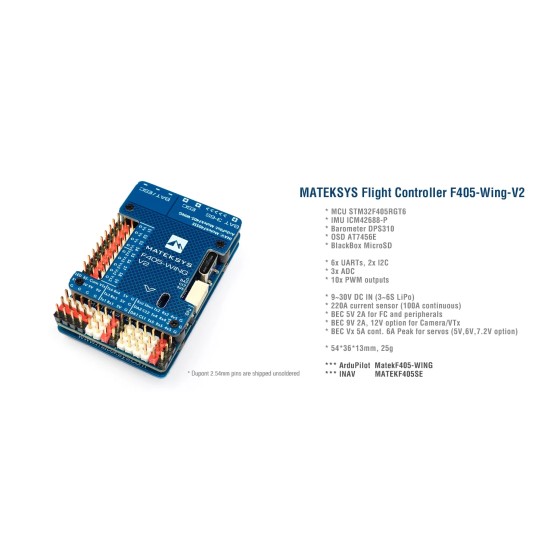 Hot Sales Matek Mateksys F405 WING V2 Flight Controller F405-WING-V2 FC Baro OSD Blackbox for ArduPilot INAV RC Fixed Wing Model